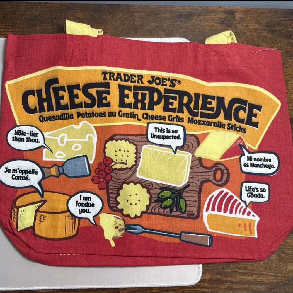 Trader Joe’s Reusable Canvas Tote Bags Sardine & Cheese Adventures Set of 2 USA - Picture 2 of 3
